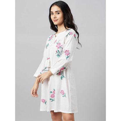 First Resort by Ramola Bachchan White Cross Stitch Dress