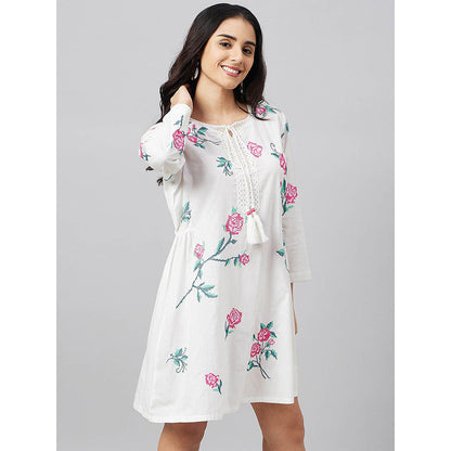 First Resort by Ramola Bachchan White Cross Stitch Dress