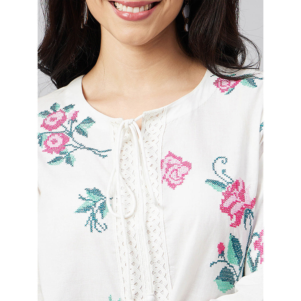 First Resort by Ramola Bachchan White Cross Stitch Dress