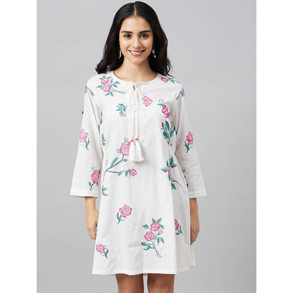 First Resort by Ramola Bachchan White Cross Stitch Dress