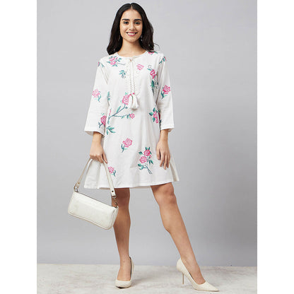 First Resort by Ramola Bachchan White Cross Stitch Dress