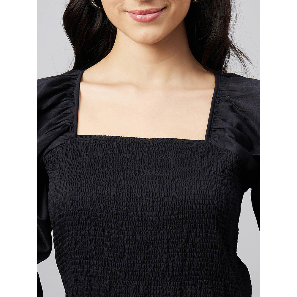 First Resort by Ramola Bachchan Black Smocked Maxi Dress