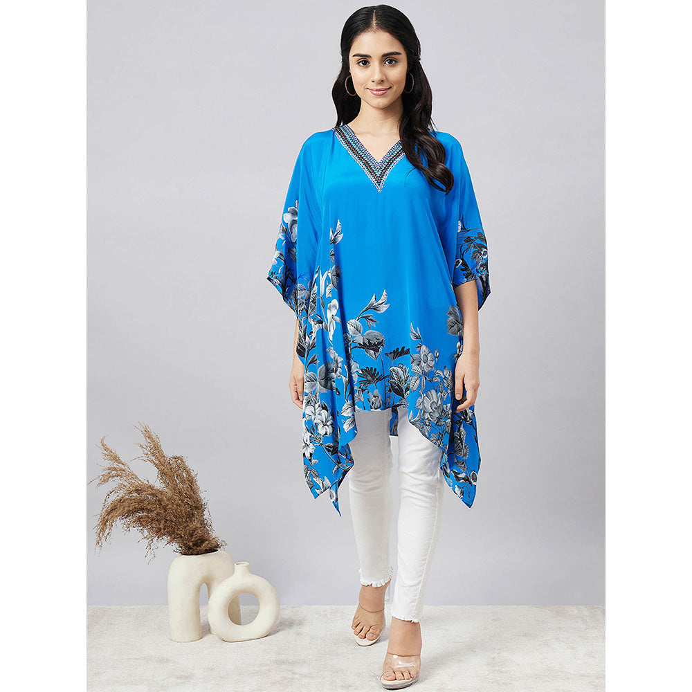 First Resort by Ramola Bachchan Azure Floral Kaftan Top