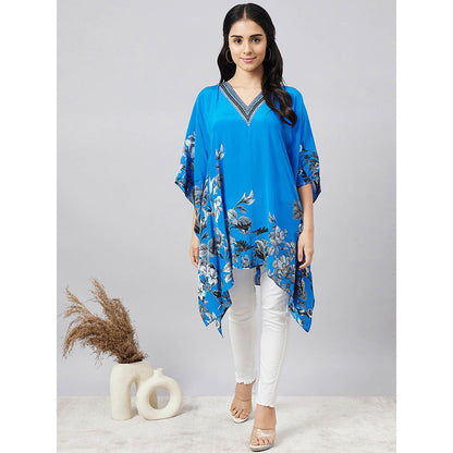 First Resort by Ramola Bachchan Azure Floral Kaftan Top