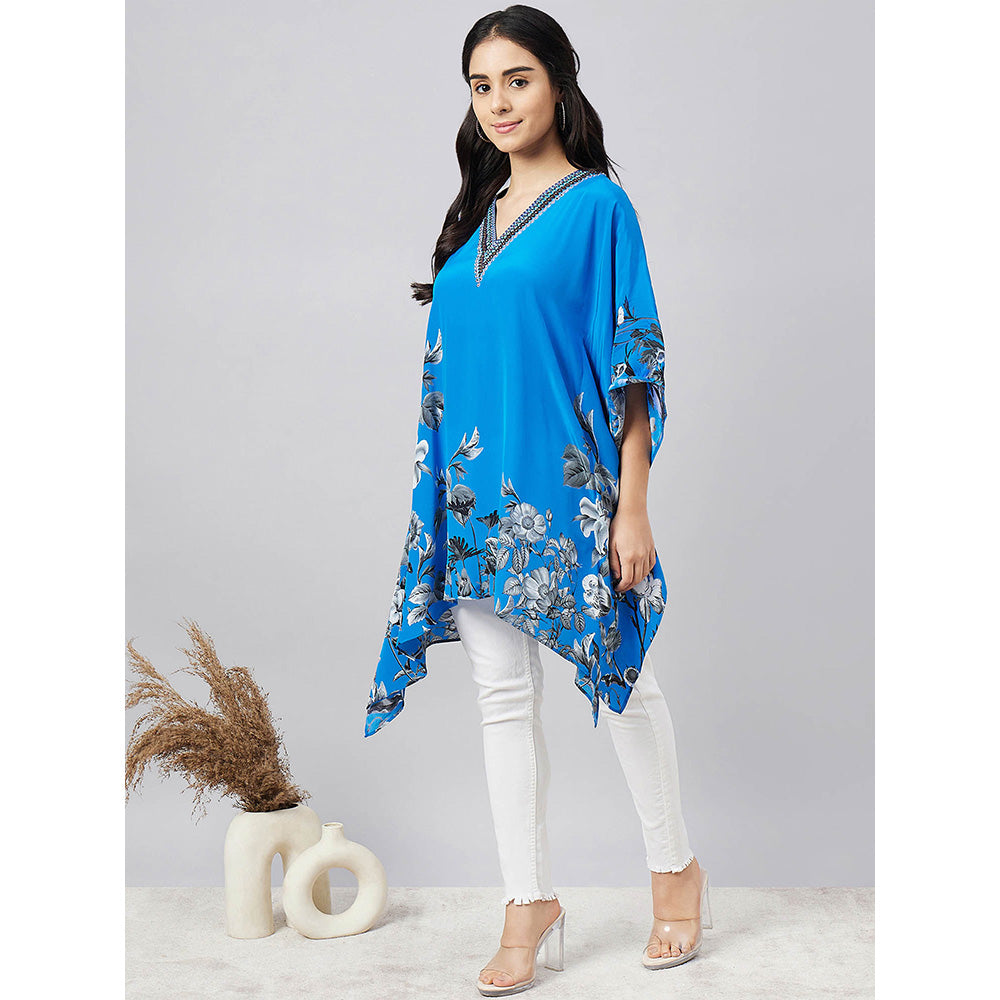 First Resort by Ramola Bachchan Azure Floral Kaftan Top