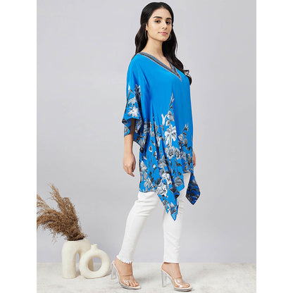 First Resort by Ramola Bachchan Azure Floral Kaftan Top