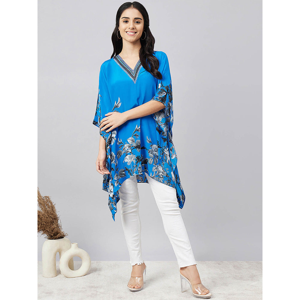 First Resort by Ramola Bachchan Azure Floral Kaftan Top