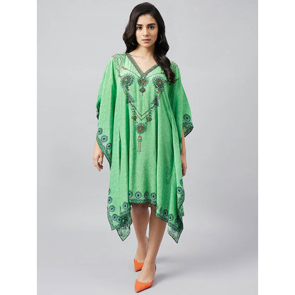 First Resort by Ramola Bachchan Parrot Green Pearl Kaftan Dress