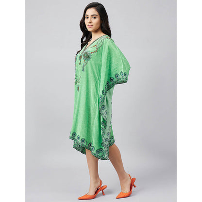 First Resort by Ramola Bachchan Parrot Green Pearl Kaftan Dress