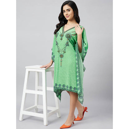 First Resort by Ramola Bachchan Parrot Green Pearl Kaftan Dress