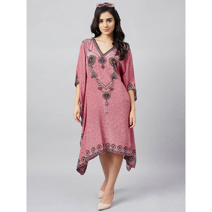 First Resort by Ramola Bachchan Rouge Pink Pearl Kaftan Dress