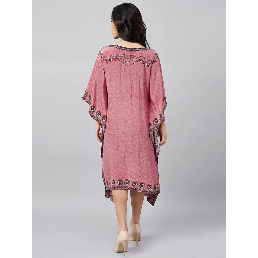 First Resort by Ramola Bachchan Rouge Pink Pearl Kaftan Dress