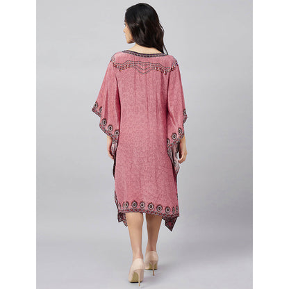 First Resort by Ramola Bachchan Rouge Pink Pearl Kaftan Dress