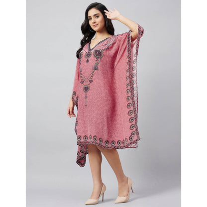 First Resort by Ramola Bachchan Rouge Pink Pearl Kaftan Dress