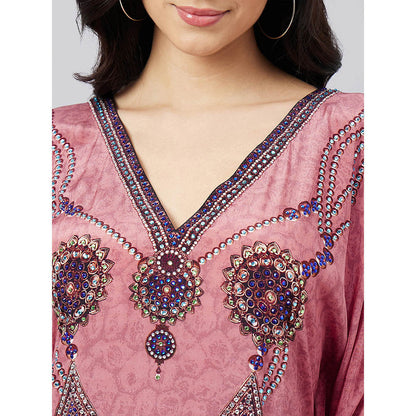 First Resort by Ramola Bachchan Rouge Pink Pearl Kaftan Dress