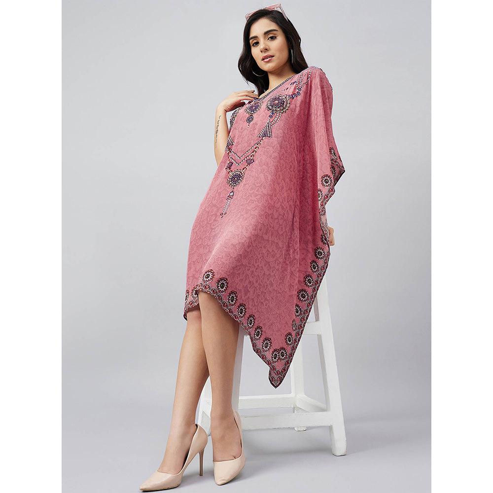 First Resort by Ramola Bachchan Rouge Pink Pearl Kaftan Dress