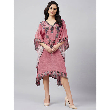 First Resort by Ramola Bachchan Rouge Pink Pearl Kaftan Dress