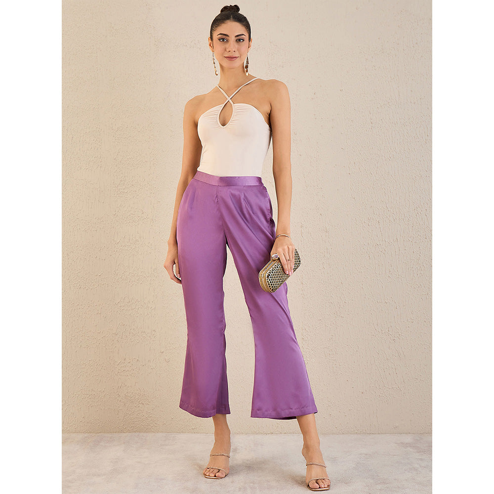 First Resort by Ramola Bachchan Lilac Bell Bottom Satin Pant