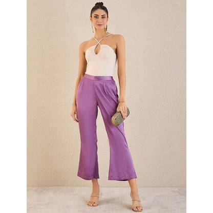 First Resort by Ramola Bachchan Lilac Bell Bottom Satin Pant
