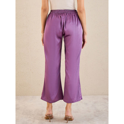 First Resort by Ramola Bachchan Lilac Bell Bottom Satin Pant