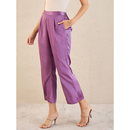 First Resort by Ramola Bachchan Lilac Bell Bottom Satin Pant