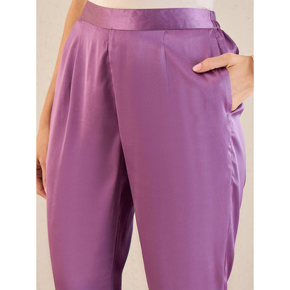 First Resort by Ramola Bachchan Lilac Bell Bottom Satin Pant