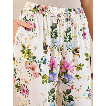 First Resort by Ramola Bachchan White & Pink Garden Print Sleeveless Co-Ordinate (Set of 2)