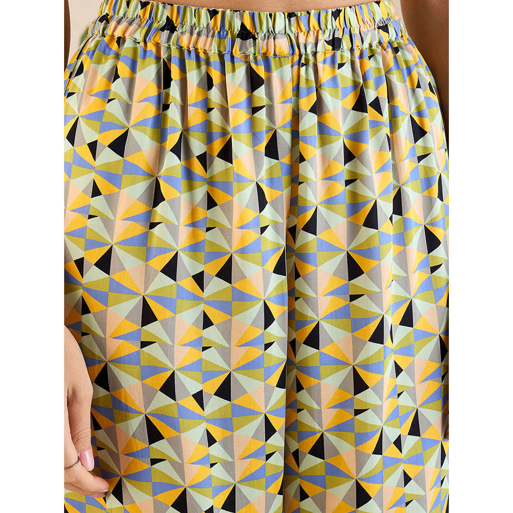 First Resort by Ramola Bachchan Pale Grey & Lemon Geometric Print Co-Ordinate (Set of 2)