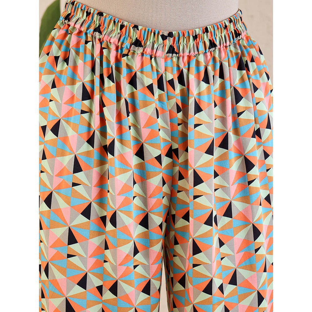 First Resort by Ramola Bachchan Pale Grey & Peach Geometric Print Co-Ordinate (Set of 2)