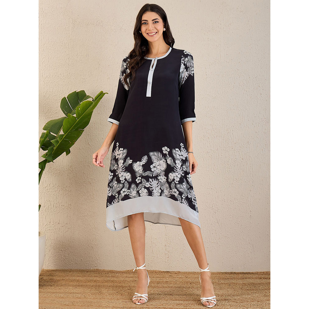 First Resort by Ramola Bachchan Blue Floral Printed Slimline Kaftan Dress