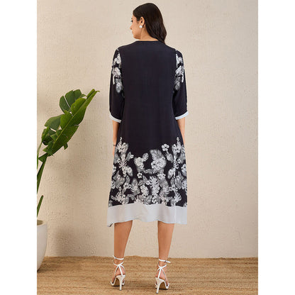 First Resort by Ramola Bachchan Blue Floral Printed Slimline Kaftan Dress