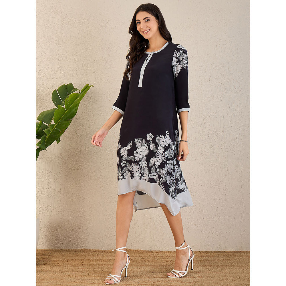 First Resort by Ramola Bachchan Blue Floral Printed Slimline Kaftan Dress