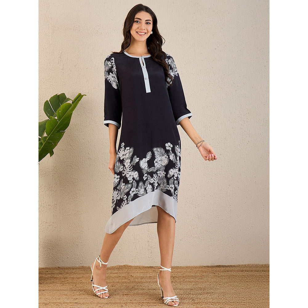 First Resort by Ramola Bachchan Blue Floral Printed Slimline Kaftan Dress