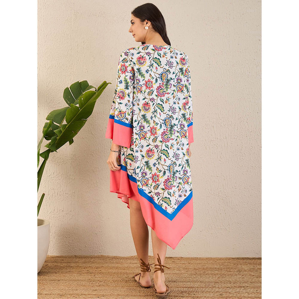 First Resort by Ramola Bachchan White Flower Printed A-Lined Tunic Dress