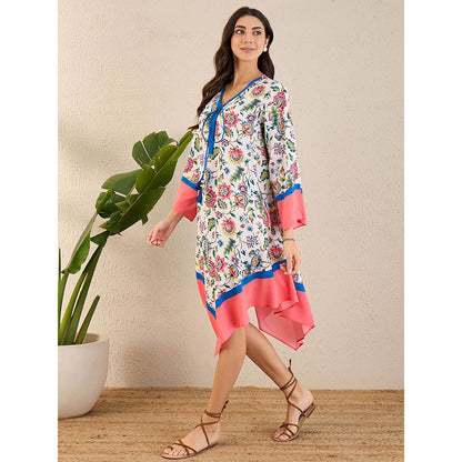 First Resort by Ramola Bachchan White Flower Printed A-Lined Tunic Dress