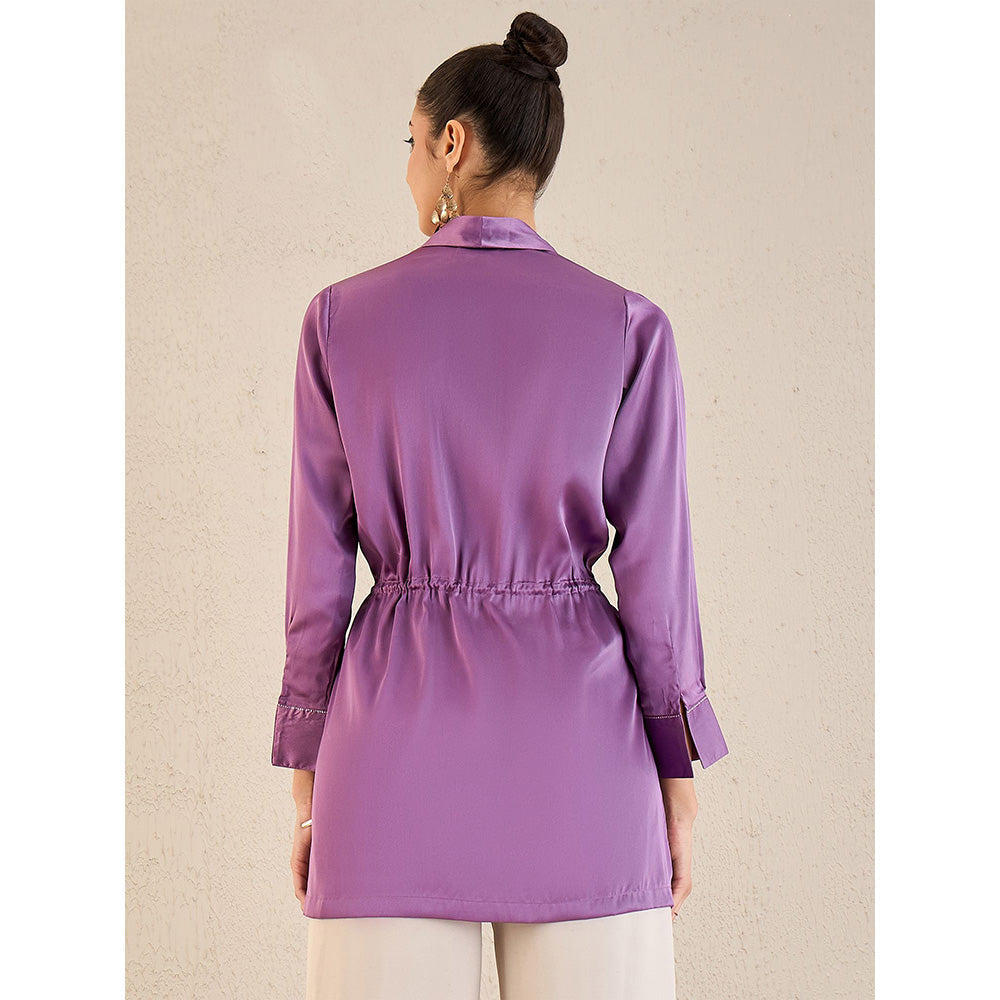 First Resort by Ramola Bachchan Lilac Semi-Formal Embellished Satin Top