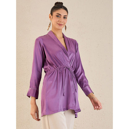 First Resort by Ramola Bachchan Lilac Semi-Formal Embellished Satin Top