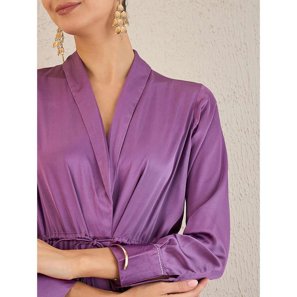 First Resort by Ramola Bachchan Lilac Semi-Formal Embellished Satin Top