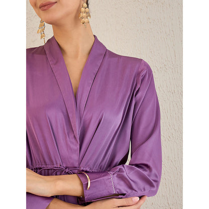 First Resort by Ramola Bachchan Lilac Semi-Formal Embellished Satin Top