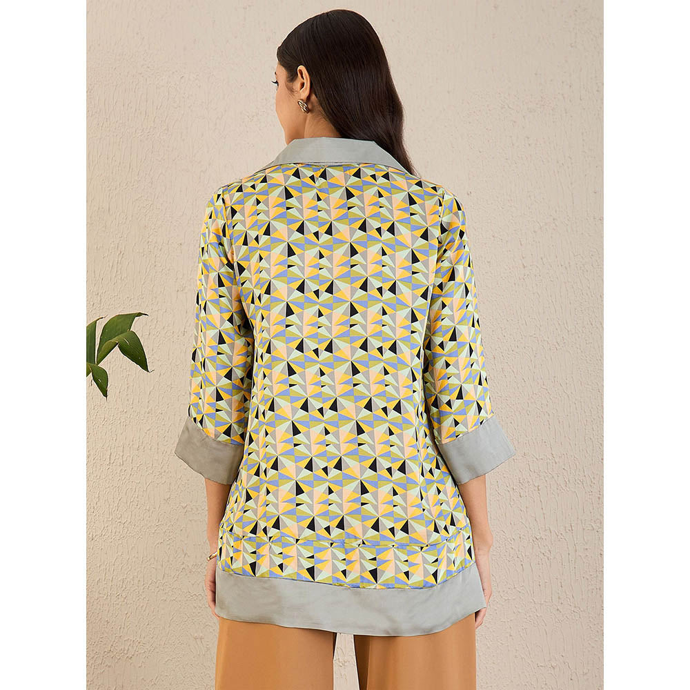 First Resort by Ramola Bachchan Lemon Yellow Geometric Print Top
