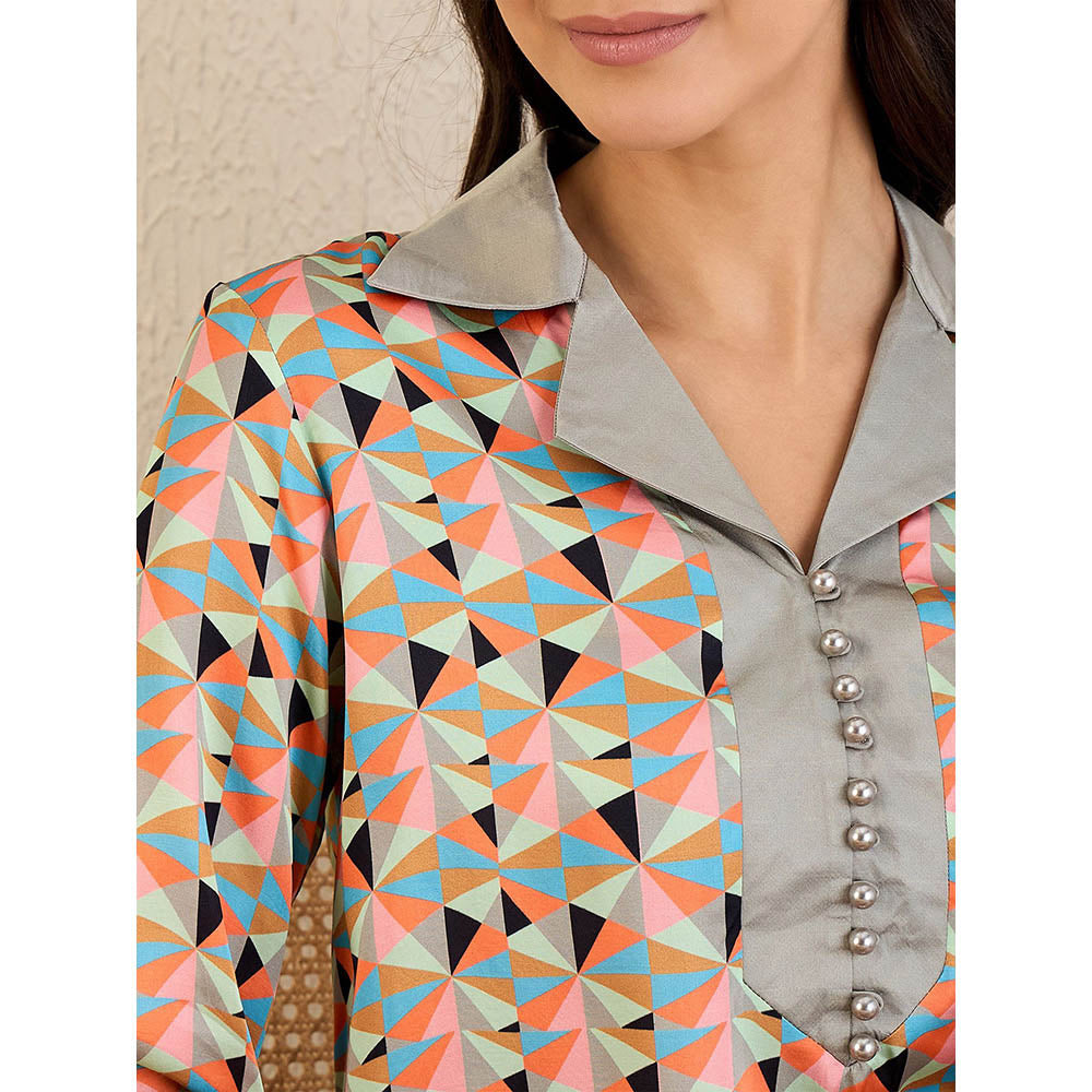 First Resort by Ramola Bachchan Peach Geometric Print Top