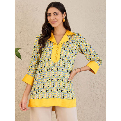 First Resort by Ramola Bachchan Primrose Yellow Geometric Print Top