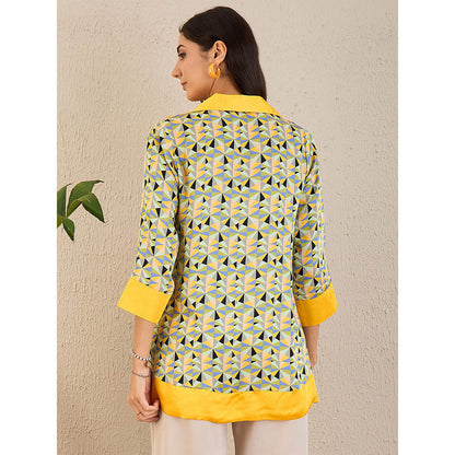 First Resort by Ramola Bachchan Primrose Yellow Geometric Print Top