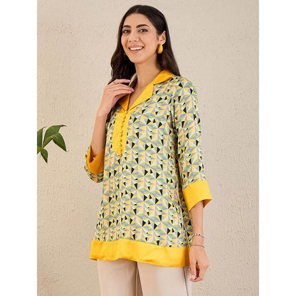First Resort by Ramola Bachchan Primrose Yellow Geometric Print Top
