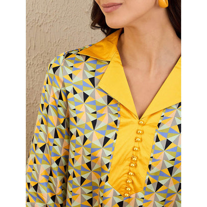 First Resort by Ramola Bachchan Primrose Yellow Geometric Print Top