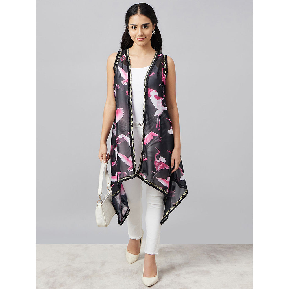 First Resort by Ramola Bachchan Black Flamingo Shrug