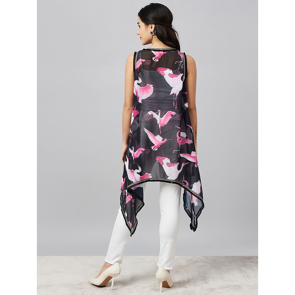 First Resort by Ramola Bachchan Black Flamingo Shrug