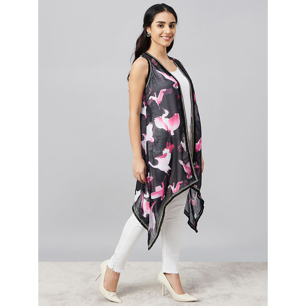 First Resort by Ramola Bachchan Black Flamingo Shrug