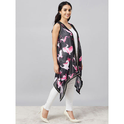 First Resort by Ramola Bachchan Black Flamingo Shrug