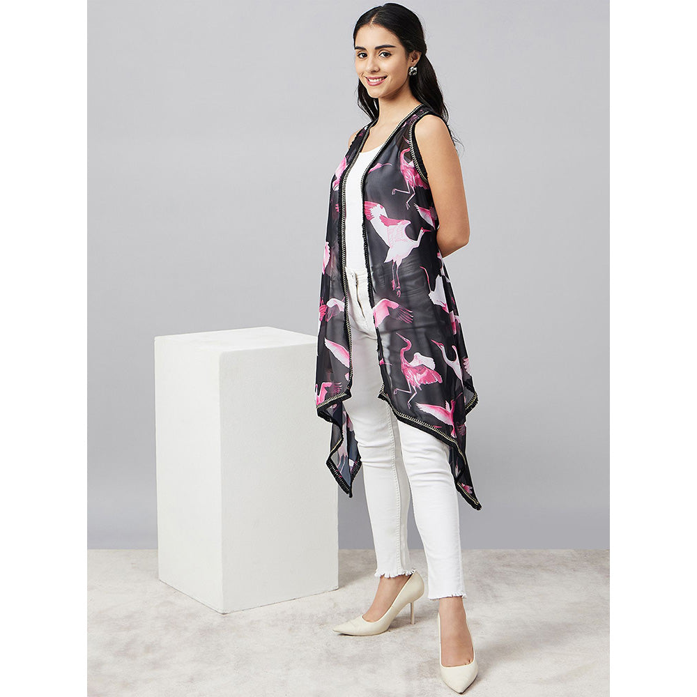 First Resort by Ramola Bachchan Black Flamingo Shrug